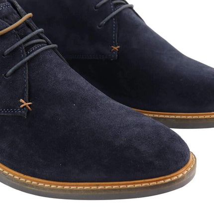 Mens Navy Suede Lace Up Chukka Boots