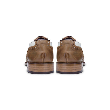 Mens Classic Oxford Tan/White Leather Gatsby Brogue Shoes