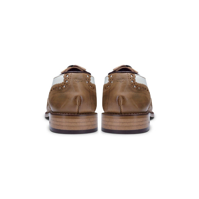 Mens Classic Oxford Tan/White Leather Gatsby Brogue Shoes