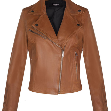 Womens Leather Classic Biker Brando Jacket-Baku
