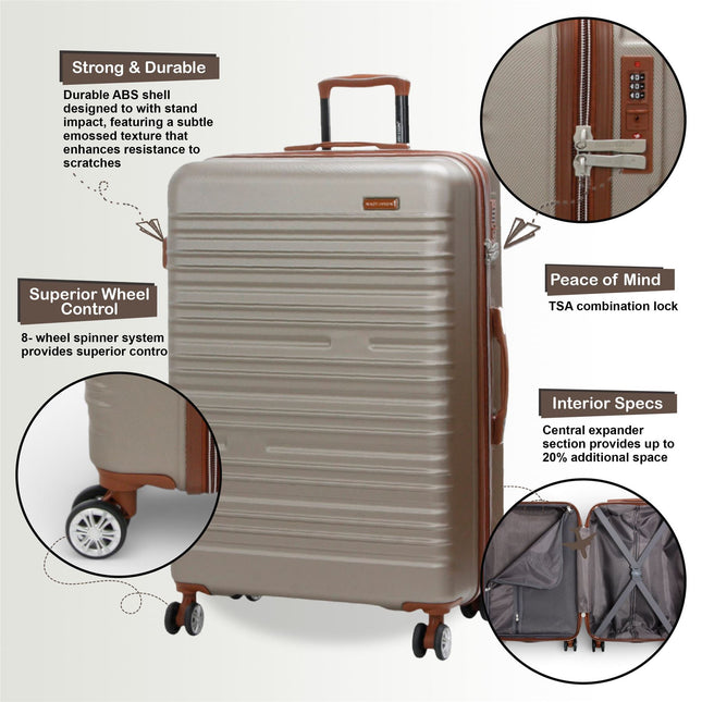 Expandable Hard Shell ABS Suitcase Set 8 Wheel Robust Travel Case Holiday Luggage