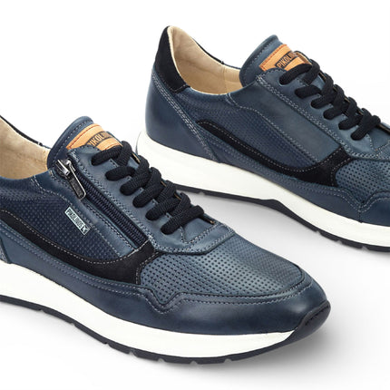 Pikolinos Men's Blue Leather Easy Wear Sneaker Trainers Shoes - Getafe