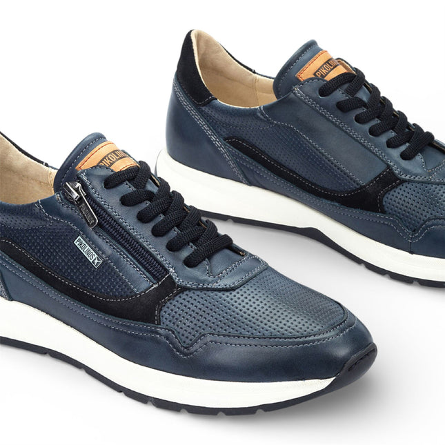 Pikolinos Men's Blue Leather Easy Wear Sneaker Trainers Shoes - Getafe