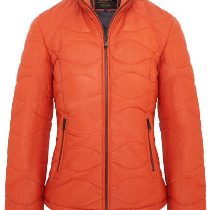 Womens Puffer Warm Quilted Leather Bomber Jacket