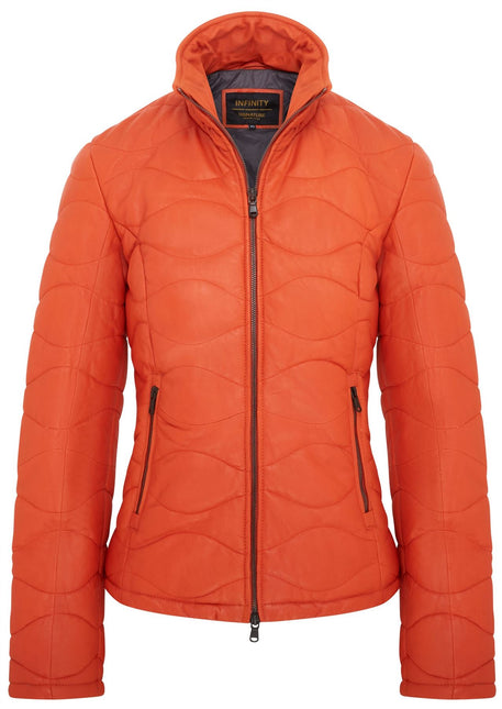 Womens Puffer Warm Quilted Leather Bomber Jacket