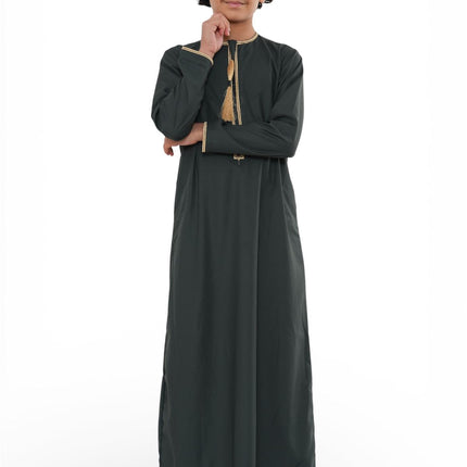 Kids Boys Ramadan Green Moroccan Thobe Robe Emirati Eid Jubba- TT-003