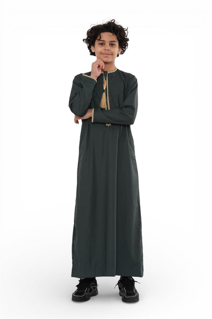 Kids Boys Ramadan Green Moroccan Thobe Robe Emirati Eid Jubba- TT-003