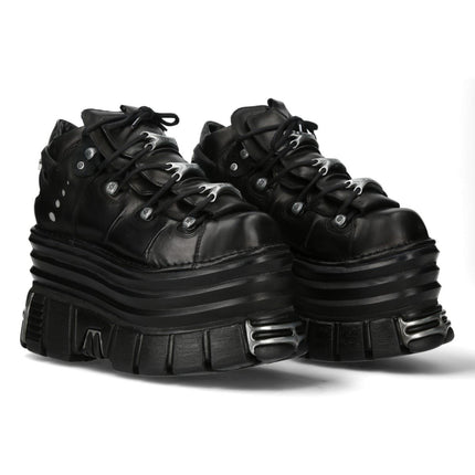 New Rock M-106-C181 Black Gothic Punk Chunky Platform Ankle Boots