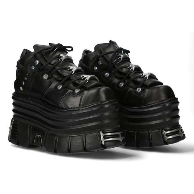 New Rock M-106-C181 Black Gothic Punk Chunky Platform Ankle Boots
