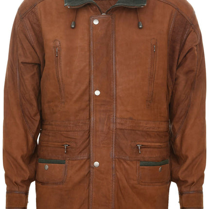 Mens Nubuck Leather Parka Coat-Winnipeg