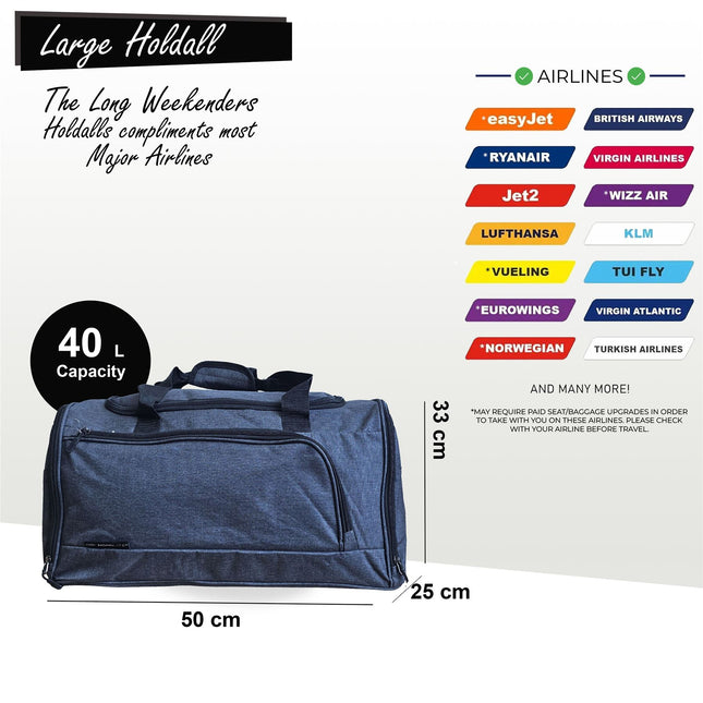 Large Duffel Weekend Holdall Carry-On Cabin Bag Gym Sports Travel Bag
