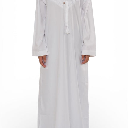Kids Boys Eid White Moroccan Jubba Robe Djellaba Ramadan Eid Thobe - K-HM11