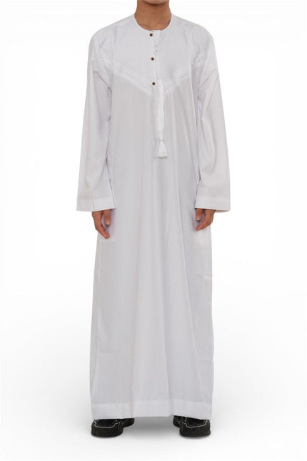 Kids Boys Eid White Moroccan Jubba Robe Djellaba Ramadan Eid Thobe - K-HM11