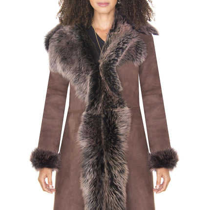 Womens Toscana Sheepskin Suede Trench Coat-Tbilisi