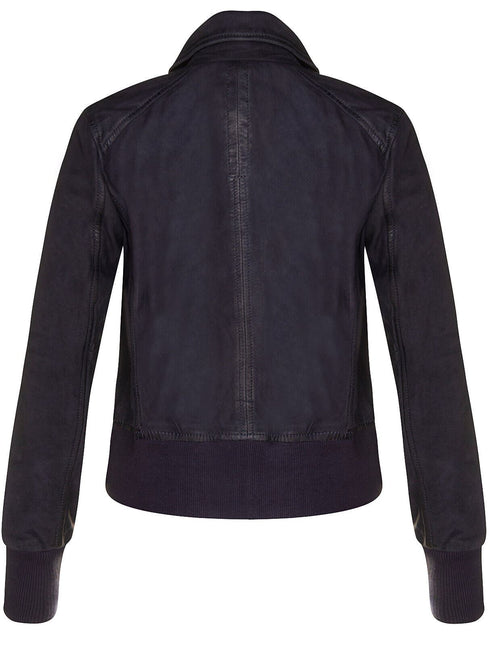 Womens Leather MA-1 Varsity Jacket-Ann Arbor