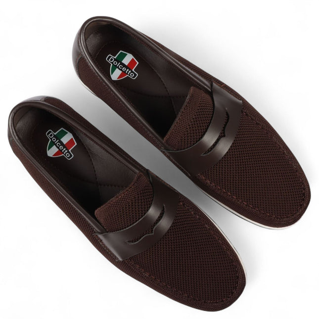 Men’s Brown Breathable Loafers Lightweight Slip-On