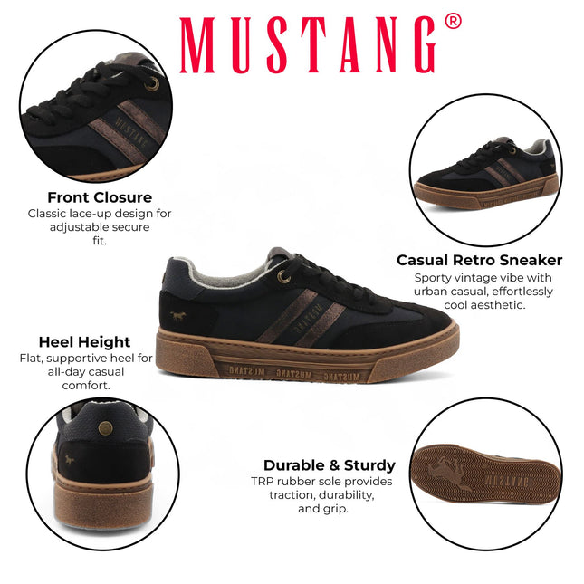 Mustang Women's Black Street Platform Sneakers Shoes