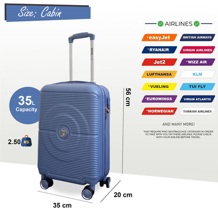 Robust ABS Hard Shell 8 Wheels Luggage Travel Holiday Cabin Suitcase Set