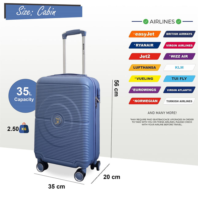 Robust ABS Hard Shell 8 Wheels Luggage Travel Holiday Cabin Suitcase Set