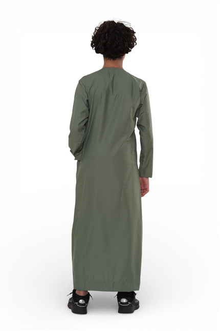 Kids Boys Ramadan Eid Olive Green Moroccan Jubba Robe Djellaba Thobe - K-TT008