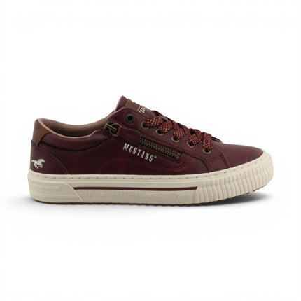 Mustang Women's Burgundy Faux Leather Trainer Sneaker Casual Shoes - M0112011