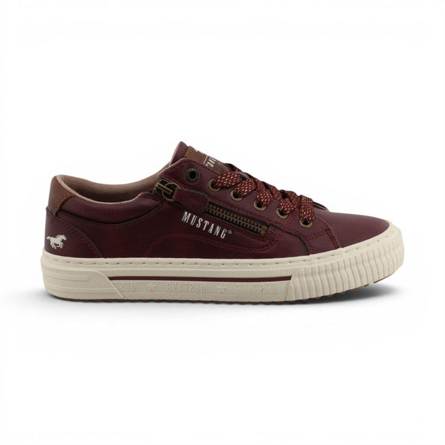 Mustang Women's Burgundy Faux Leather Trainer Sneaker Casual Shoes - M0112011