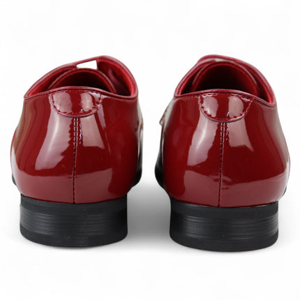 Men’s Red Pointed Toe Formal Lace Up Perforated Shoes