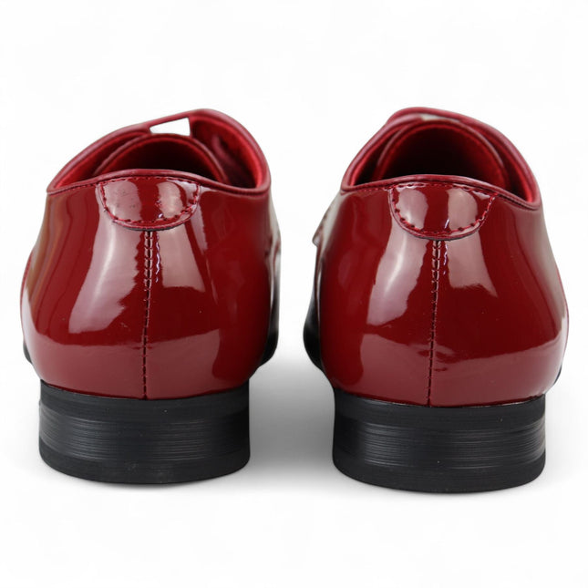 Men’s Red Pointed Toe Formal Lace Up Perforated Shoes