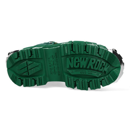 New Rock M-106Wall-C29 Metallic Green Leather Gothic Ankle Boots