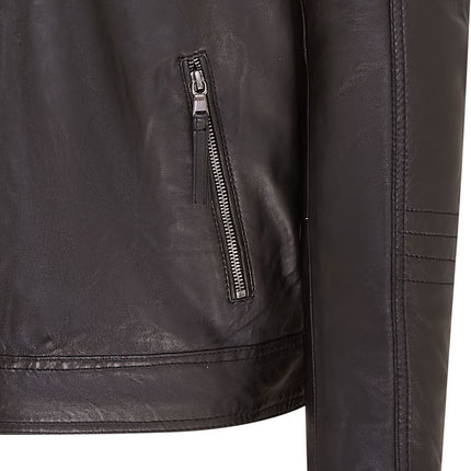 Mens Quilted Biker Leather Jacket Racing Jacket