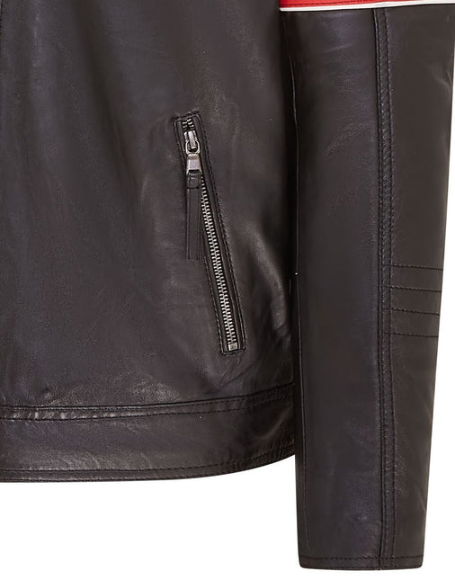 Mens Quilted Biker Leather Jacket Racing Jacket