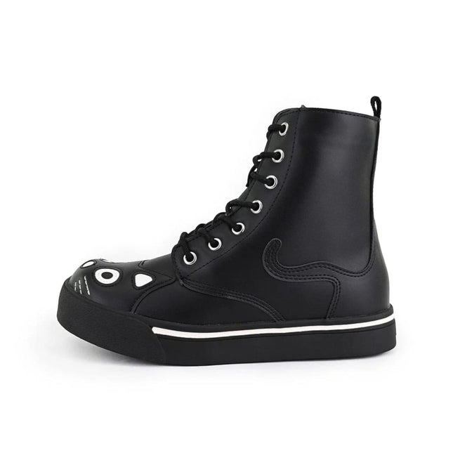 TUK Women's Kitty Black Vegan Leather Combat Sneaker Boots - A6570L