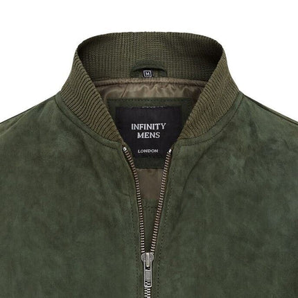 Mens Soft Goat Suede MA-1 Varsity Bomber Jacket  - Dalian