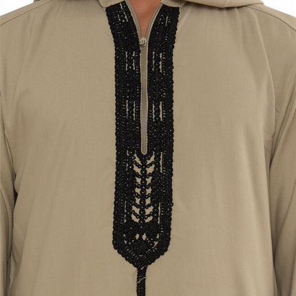 Kids Boys Grey Eid Hooded Moroccan Thobe Robe Djellaba Ramadan Jubba- K-HM3