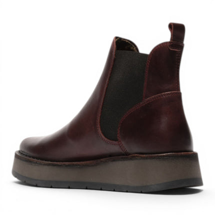 Fly London Womens Wine Chelsea Leather Ankle Boots - RAWI131