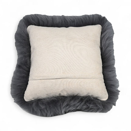 Genuine Sheepskin Charcoal Grey  40x40cm Real Wool Single Sided Cushion