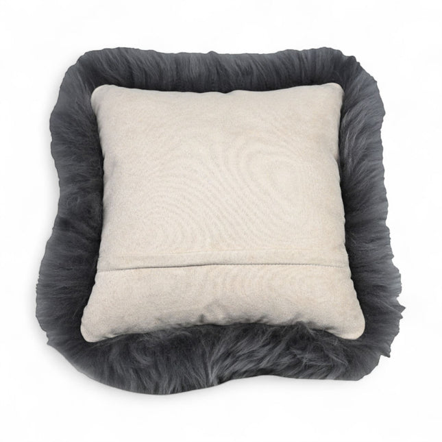 Genuine Sheepskin Charcoal Grey  40x40cm Real Wool Single Sided Cushion
