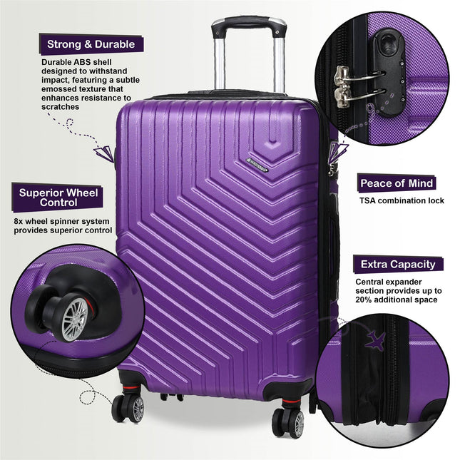 Hard Shell Expandable Cabin 55 x 37 x 22 cm cm ABS Suitcase Luggage Suitable for Easyjet, Ryanair