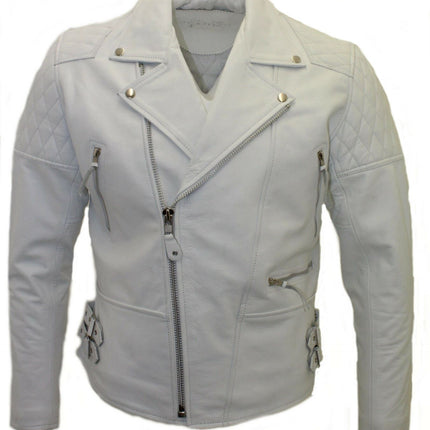Mens Cowhide Leather Biker Jacket-Nassau