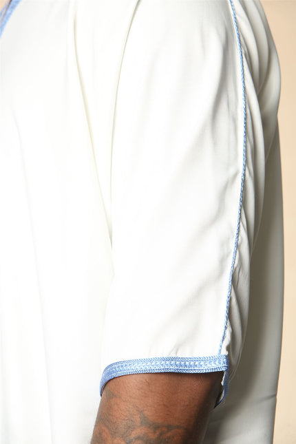 Men's White Moroccan Thobe Djellaba Jubba Robe Eid