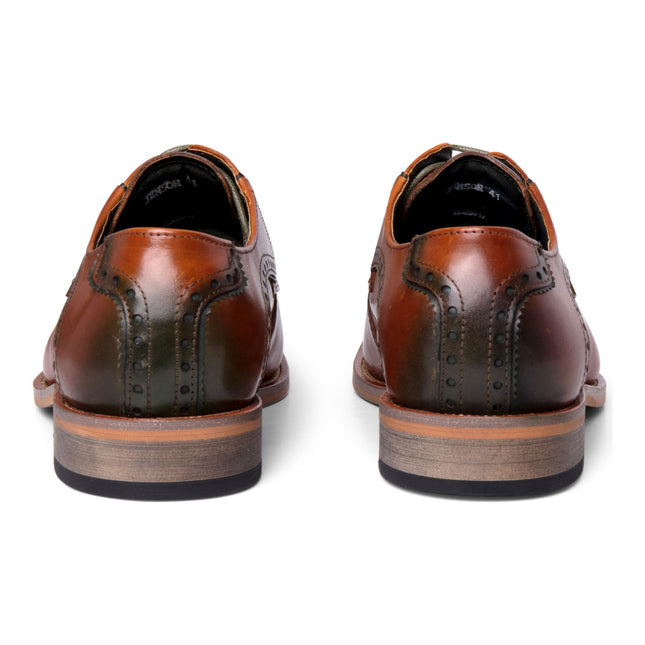 Justin Reess Men's Brown Leather Lace Up Oxford Shoes - Jenson