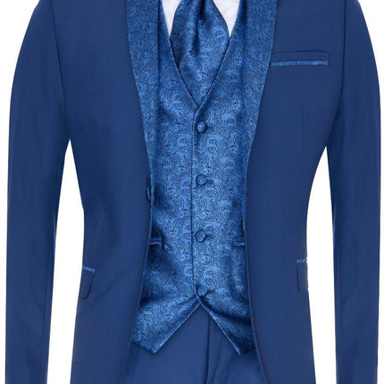 Men's 4 Piece Blue Tailored Wedding Suit