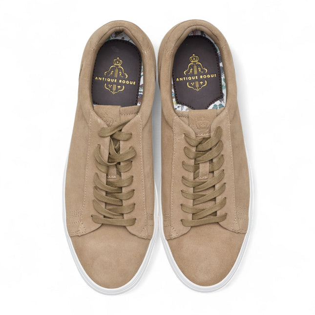Antique Rogue Men’s Stone Taupe Suede Leather Trainer Sneaker Shoes - Gibbs