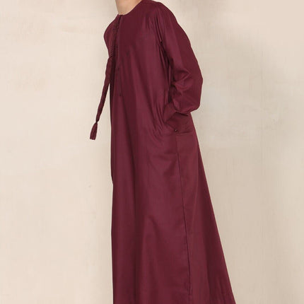 Boy's Kids Red Thobe Emirati Jubba Islamic Clothing Kaftan Eid String Tassel