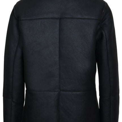 Mens Double Breasted Shearling Sheepskin Pea Coat-Valencia