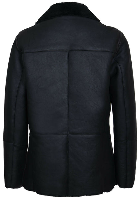 Mens Double Breasted Shearling Sheepskin Pea Coat-Valencia