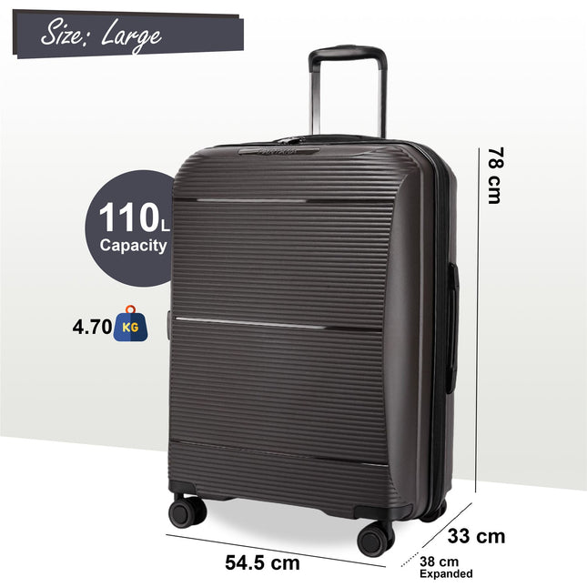 Expandable Hard Shell PP 8 Wheel Luggage Travel Cabin Holiday Bags Suitcase Set