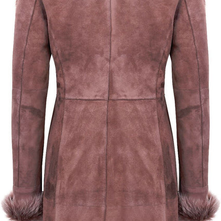 Womens Suede Merino Shearling Coat with Toscana Collar-Hanoi