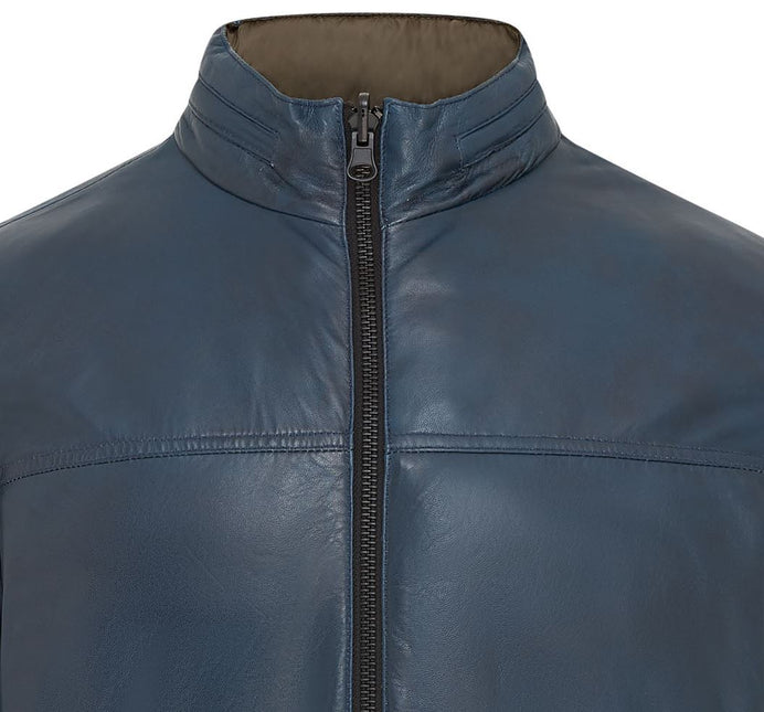 Mens Reversible Hooded Leather Jacket Premium Lambskin Napa