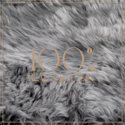 Genuine Grey Sheepskin Natural Silky Soft Fluffy Real Wool Rug